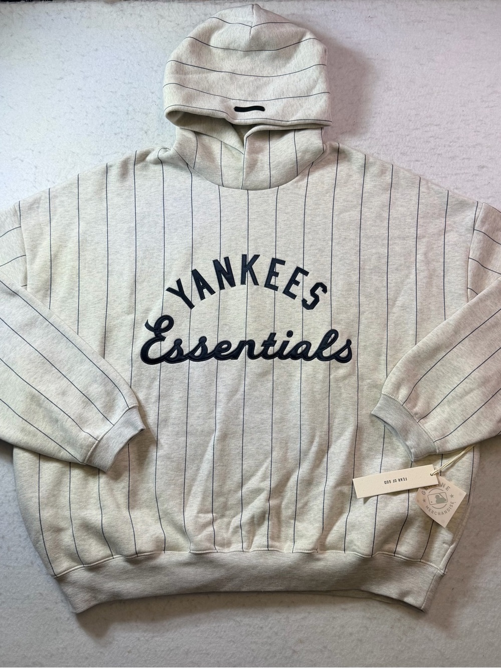 Fear of God ESSENTIALS New York Yankees MLB Sport Pinstripe Hoodie Sweatshirt XL